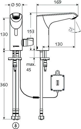 Schell elektro WT-Armatur XERIS E-T HD M-Wasser Therm. chr Bat Typ HD-M mid.