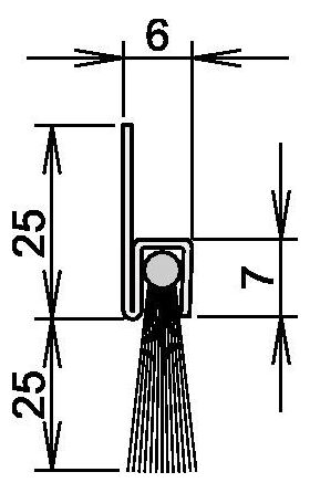 Bürstentürdichtung Ferrobros FA 25-6 L.1000mm B.6mm Rosshaar mixed Aufschr.ATHME