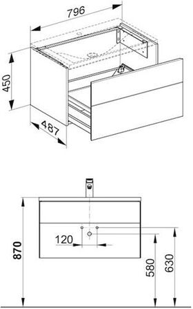 Keuco Waschtischunterbau ROYAL REFLEX 796x450x487mm we