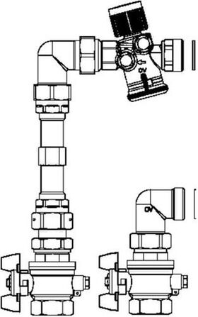 OV Wärmemengenzähler-Anschluss-Set m Cocon QTZ Eckform DN 25 180 - 1300 l/h