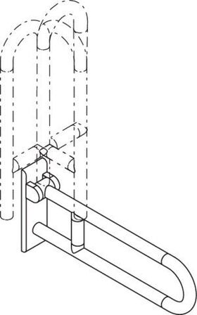 Hewi Stützklappgriff SERIE 801 drehbar, d= 33mm 600mm aquablau