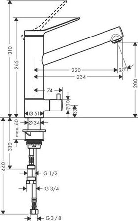 HG Einhebel-Spültischmischer Zesis M33 200 Ger.Absperrv. CoolStart 1 jet chrom