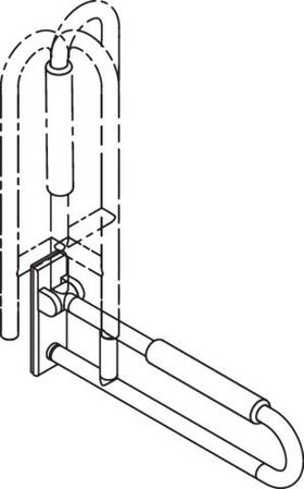 Hewi Stützklappgriff SERIE 801 mobil drehb m Polster d= 33mm 700mm stahlblau