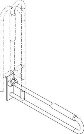 Hewi Stützklappgriff SERIE 801 drehb m Polster d= 33mm 90cm tiefschwarz