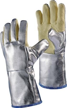 Hitzeschutzhandschuhe 5-Finger Universalgröße gelb/silber m.alumin.Preox-Aramid