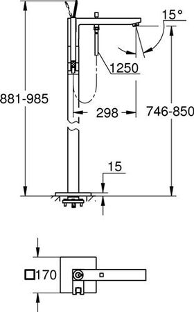 Grohe Einh.-Wannenb. EUROCUBE JOY 1/2Zoll Bd-Mont chr