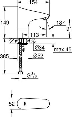 Grohe Infrarot-Elektronik EUROPLUS E 1/2Zoll 6 V Batt o Mischung chr