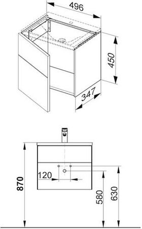 Keuco Waschtischunterbau ROYAL REFLEX 496x450x347mm Ans li we