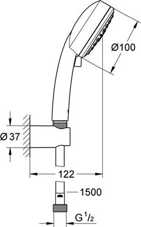 Wandhalterset TEMPESTA C 100 chr