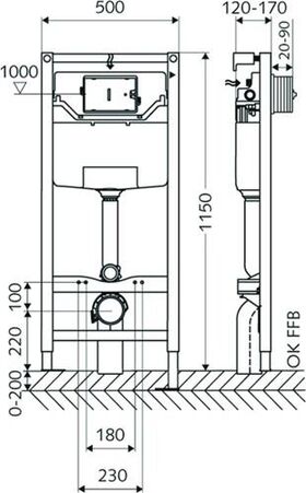 Schell WC-Montagemodul MONTUS C 120 m UP-Spülkasten Wandhalter Schallschutz