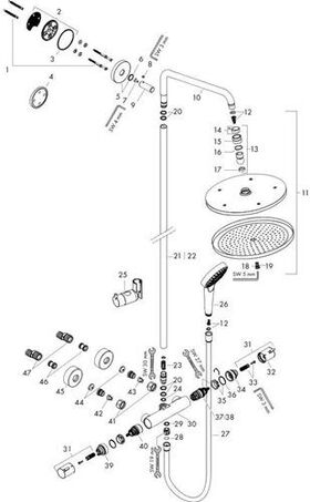 HG Showerpipe CROMA SELECT 280 AIR 1JET DN 15 chrom