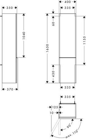 HG Hochschrank Xelu Q 1650x400x350mm diamantengr ma Gri chrom