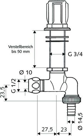 Schell Spültischventil COMFORT Verstellbereich bis 50mm, chrom 1/2Zoll