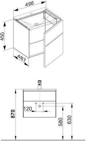 Keuco Waschtischunterbau ROYAL REFLEX 496x450x487mm Ans li we