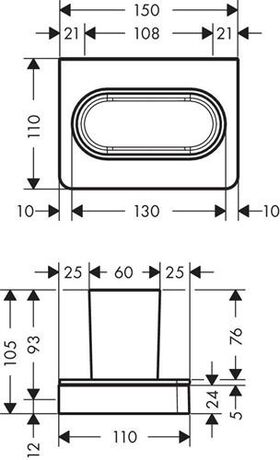 Zahnglas Axor Universal mt Halter, mattschwarz