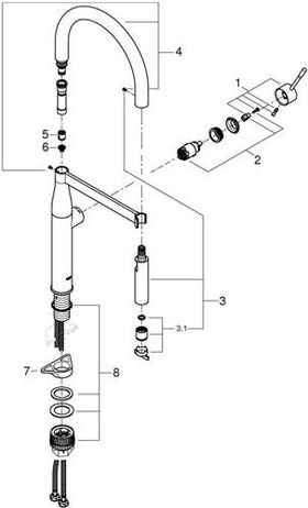 Grohe Einhand-Spültischbatterie ESSENCE 1/2Zoll, U-Auslauf, Profibrause chrom