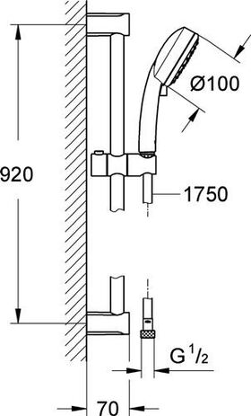 Brausestangenset TEMPESTA C 100 m 2 Strla chr