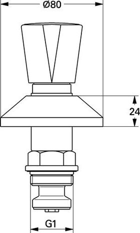 Grohe Oberteil Mark. B/R 1" f UP-Ventile 1" chr