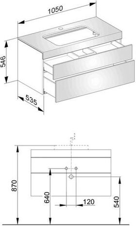 Keuco Waschtischunterbau EDITION 400 1050x546x535mm m HL-Boh we hgl