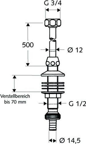 SCHELL Spülengarnitur 1/2Zollx12mm Verstellbereich bis 70mm chrom