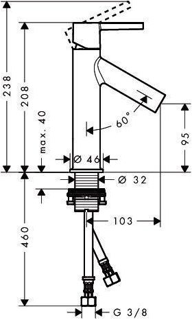 EH-WT-MI 100 AXOR STARCK DN 15 m Hebelgriff ohne Zugstange chrom