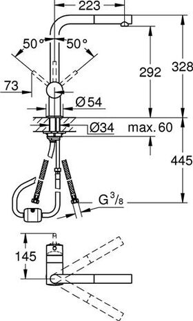 Grohe Einhand-Spültischbatterie MINTA 1/2Zoll L-Auslauf chr