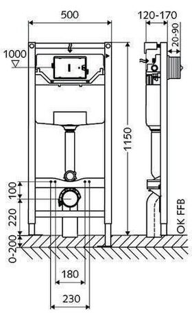 Schell WC-Montagemodul MONTUS Flow C 120 BH 115cm, mit UP-Spülkasten 12 cm