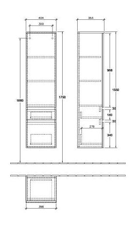 V&B Hochschrank LEGATO 400x1550x350mm Türanschl li Glossy White