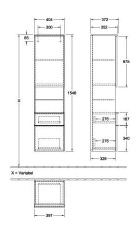 V&B Hochschrank VENTICELLO 404x1546x372mm Griff chr Glossy White