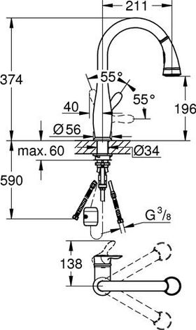 GROHE EH-Spültischbatterie Parkfield 1/2Zoll su-st