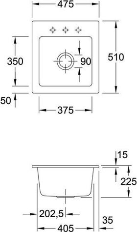 V&B Spüle SUBWAY 45 XS 475x510mm Exzent. stone