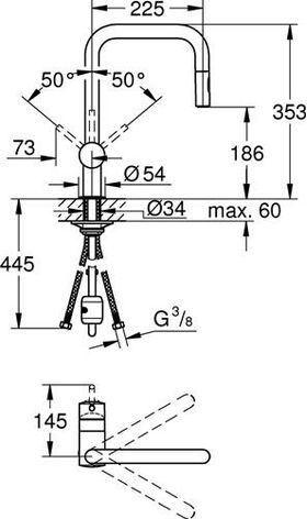 Grohe Einhand-Spültischbatterie MINTA 1/2Zoll U-Auslauf su-st