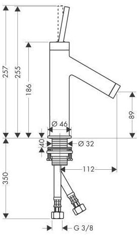 EH-WT-MI 90 AXOR STARCK DN 15, ohne Zugstange brushed brass