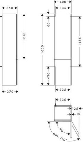 HG Hochschrank Xelu Q 1650x400x350mm diamantengr ma Gri chrom