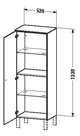 Duravit Halbhochschrank BRIOSO 1330x520x360mm Gri chr Ans li Kast. dkl