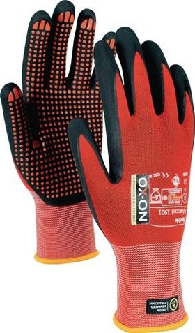 Handschuh Flexible Advanced 1901 Gr.8 schwarz/rot EN388 EN420+A1 PSA II OX-ON - VPE: 12