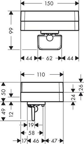 Flüssigseifenspender AXOR UNIVERSAL mit Ablage stainless steel optic