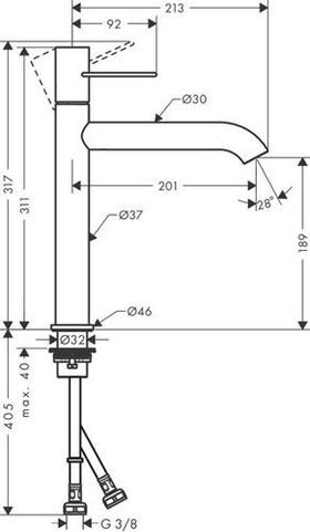 Einhebel-Waschtischmischer AXOR UNO 190 Bügelgriff stainless steel optic