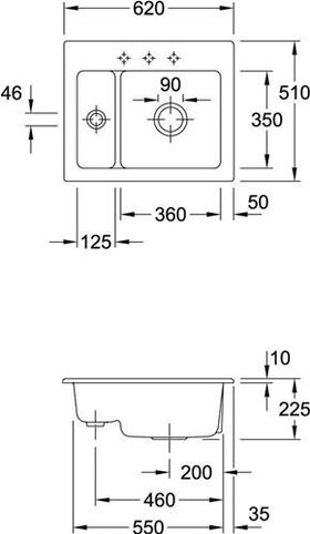 V&B Spüle SUBWAY XM 620x510mm Exzent. we