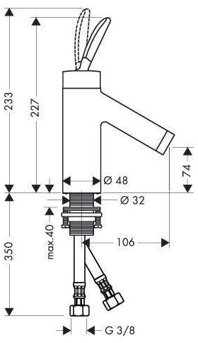 EH-WT-MI 70 AXOR STARCK CLASSIC DN 15, ohne Zugstange chrom