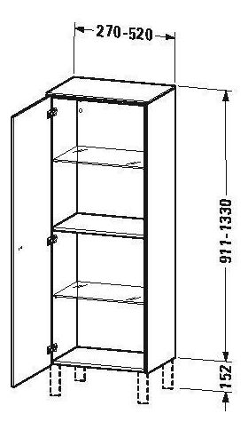 Duravit Halbhochschrank BRIOSO ind 1330x520x359mm Gri chr Ans links leinen