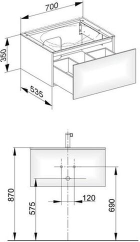 Keuco Waschtischunterbau EDITION 11 700x350x535mm ant sdm