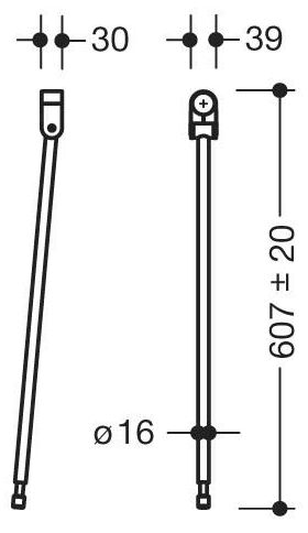 Hewi Bodenstütze SERIE 801 f Stützgriffe Länge 607mm signalweiß