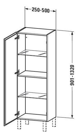 Duravit Halbhochschrank ind L-CUBE 250/500x200/363x901/1320mm Ans re ta sma