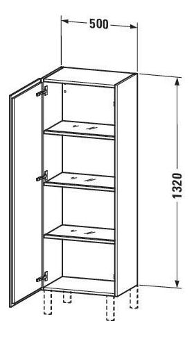 Duravit Halbhochschrank L-CUBE 500x363x1320mm Ans rechts weiß supermatt