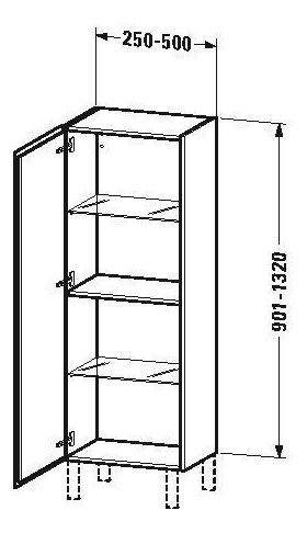 Duravit Halbhochschrank L-CUBE ind 250/500x200/363x901/1320mm A li St Bl h