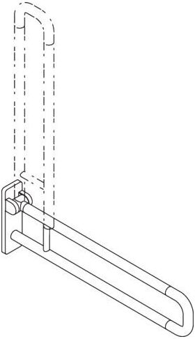 Hewi Stützklappgriff SERIE 801 d= 33mm, Aluminiumkern 850mm signalweiß