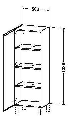 Duravit Halbhochschrank L-CUBE 500x363x1320mm Ans links pine silver