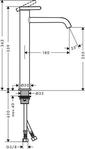 Einhebel-Waschtischmischer 260 AXOR ONE ohne Ablaufgarnitur brushed bronze