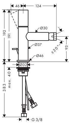 Einhebel-Bidetmischer AXOR UNO Zerogriff chrom